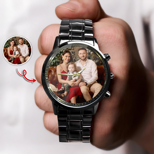 Custom Family Photo Men's Wrist Watch Christmas Gift For Dad, Grandpa HA75 892960