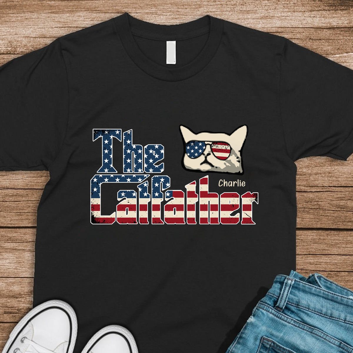 The Catfather US Flag Cat Personalized Dad Shirt HA75 892436