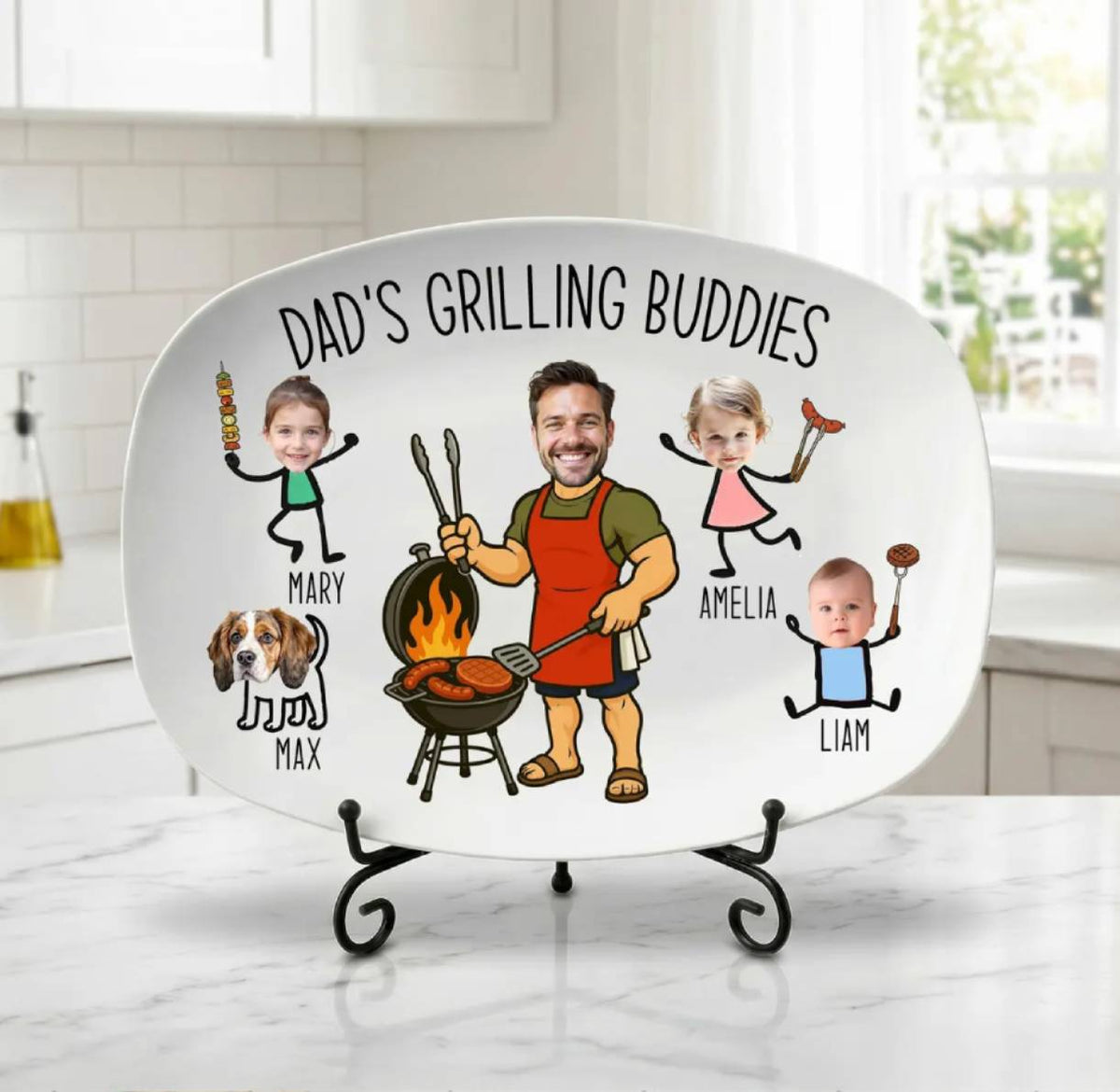 Personalized Dad Grilling Buddies Grilling Platter, Personalized BBQ Tray -  BBQ Gift For Dad, Father's Day Gifts HO82 902566