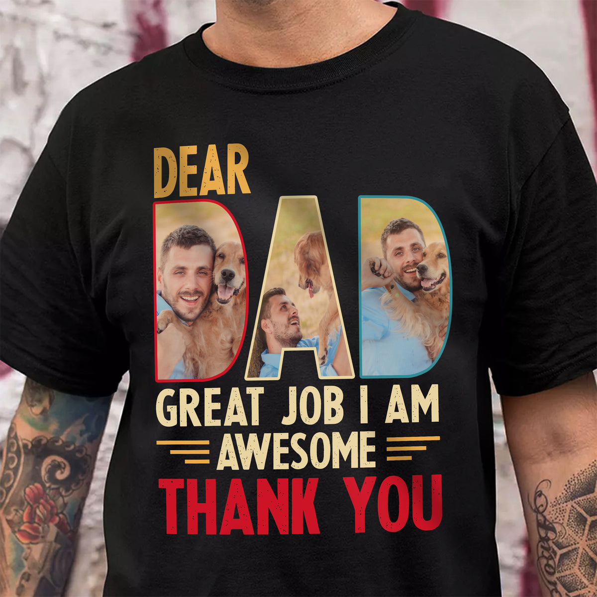 Custom Dog Cat Photo Dear Dad Great Job We're Awesome Thank You Shirt Gift For Father's Day, Birthday Gifts HO82 893996