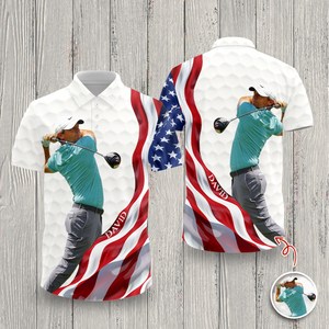 Custom Photo American Flag Golf Art Polo Shirt Gift Idea For American Lovers HO82 900842
