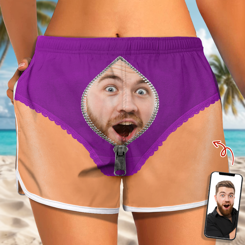 Funny Man Face Women's Beach Short Summer Vacation Gift CH07 180108