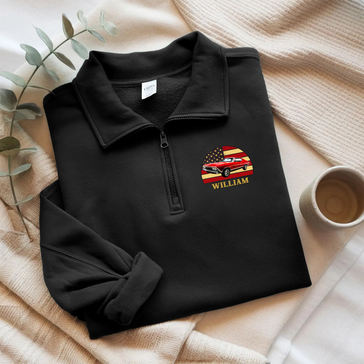 Custom Vintage Retro Car Personalized Printed Quarter Zip Gift For Car Lovers HA75 898610