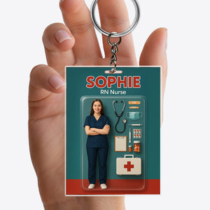 Custom Photo 3D Effect Nurse Figure Acrylic Keychain HO82 893912