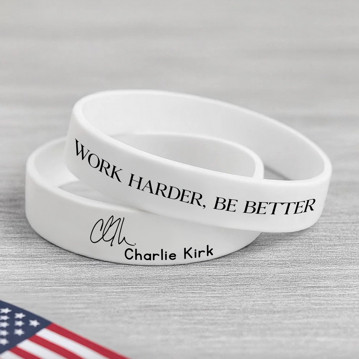 Laser Engraved Silicone Bracelet “FREEDOM” Charlie Kirk Tribute American Flag LM32 65733
