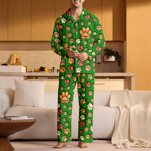 Custom Name On Dog Paw 3D Effect Pajamas For Christmas TH10 896447