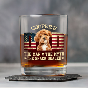 Custom Photo Dog Dad The Man The Myth American Flag Dad Rock Glass HA75 892272
