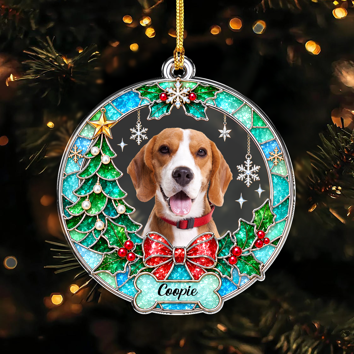 Custom Photo Dog Christmas Acrylic Ornament Gift For Dog Lovers HA75 919168