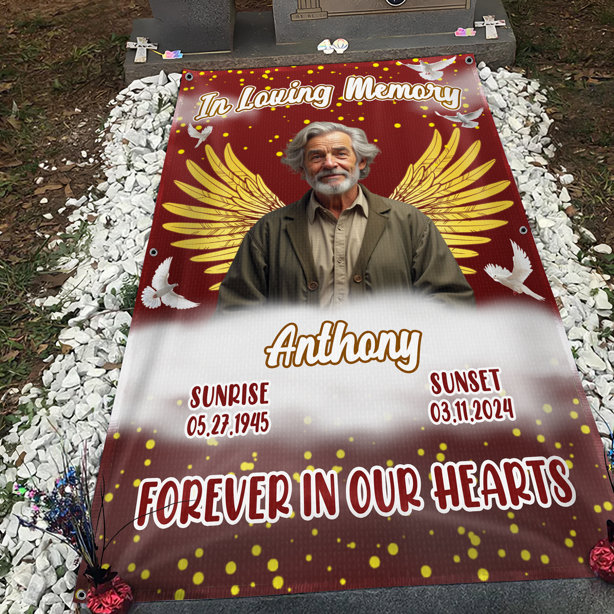 Custom Photo In Loving Memory Grave Blanket TH10 892689