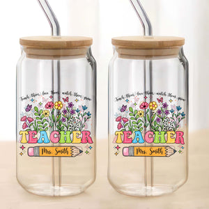 Personalized Glass Can With Lid Teacher Appreciation Gift, Back To School Gift CH07 896158