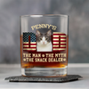 Custom Photo Cat Dad The Man The Myth American Flag Dad Rock Glass HA75 892400
