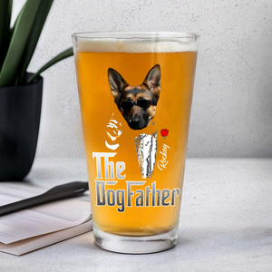 Custom Photo The Dogfather Gentlemen Print Beer Glass Personalized Gift For Dog Dad HO82 893864