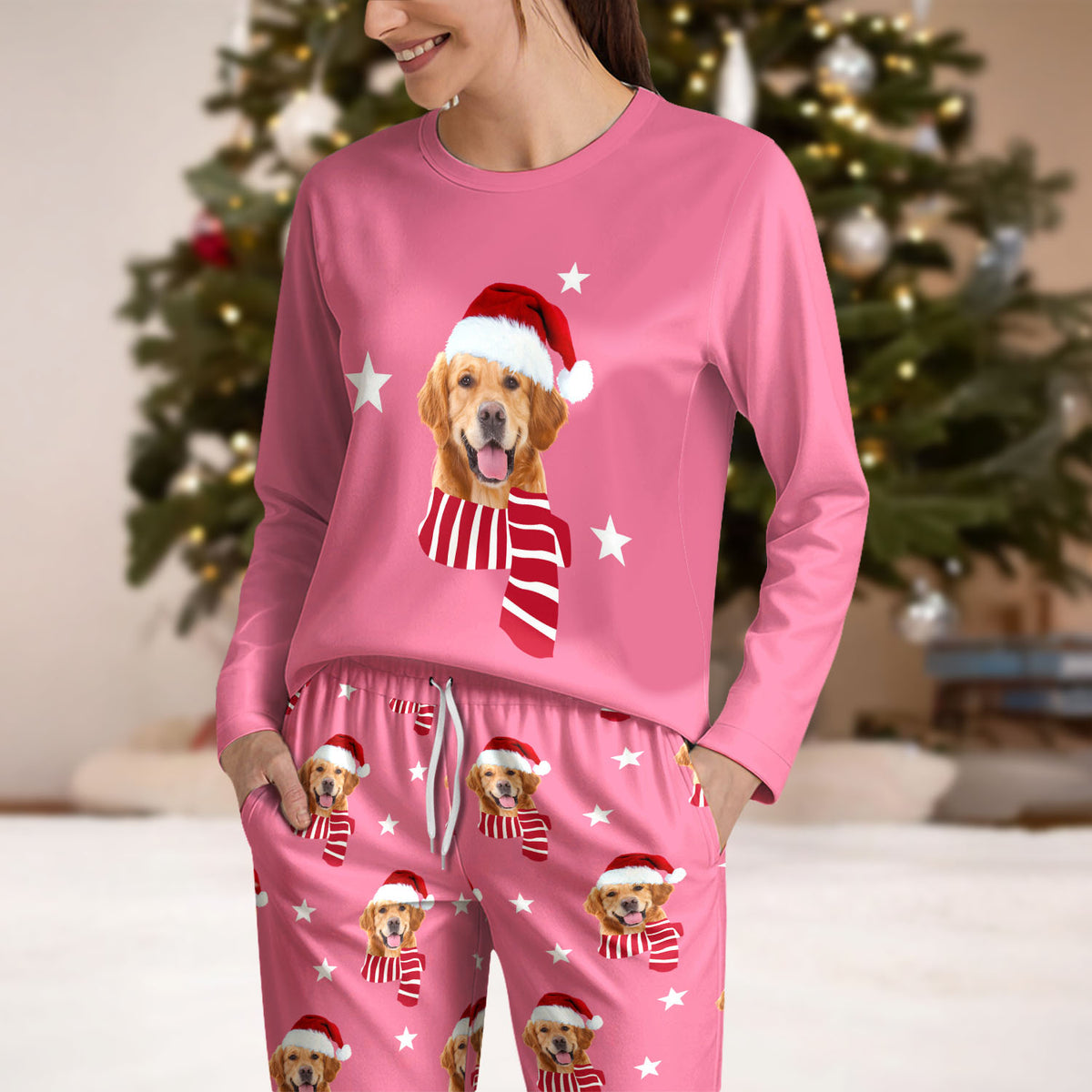 Custom Dog Christmas Photo Sleepwear Matching Clother For Dog Lovers CH07 896682