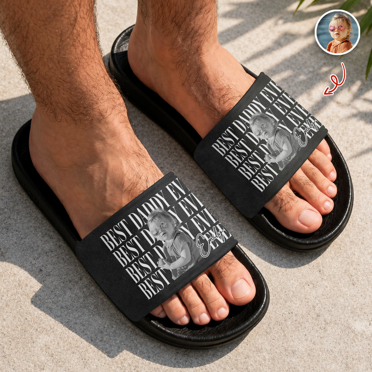 Personalized Vintage Photo Best Dad Mom Ever Slide Sandals CH07 911668