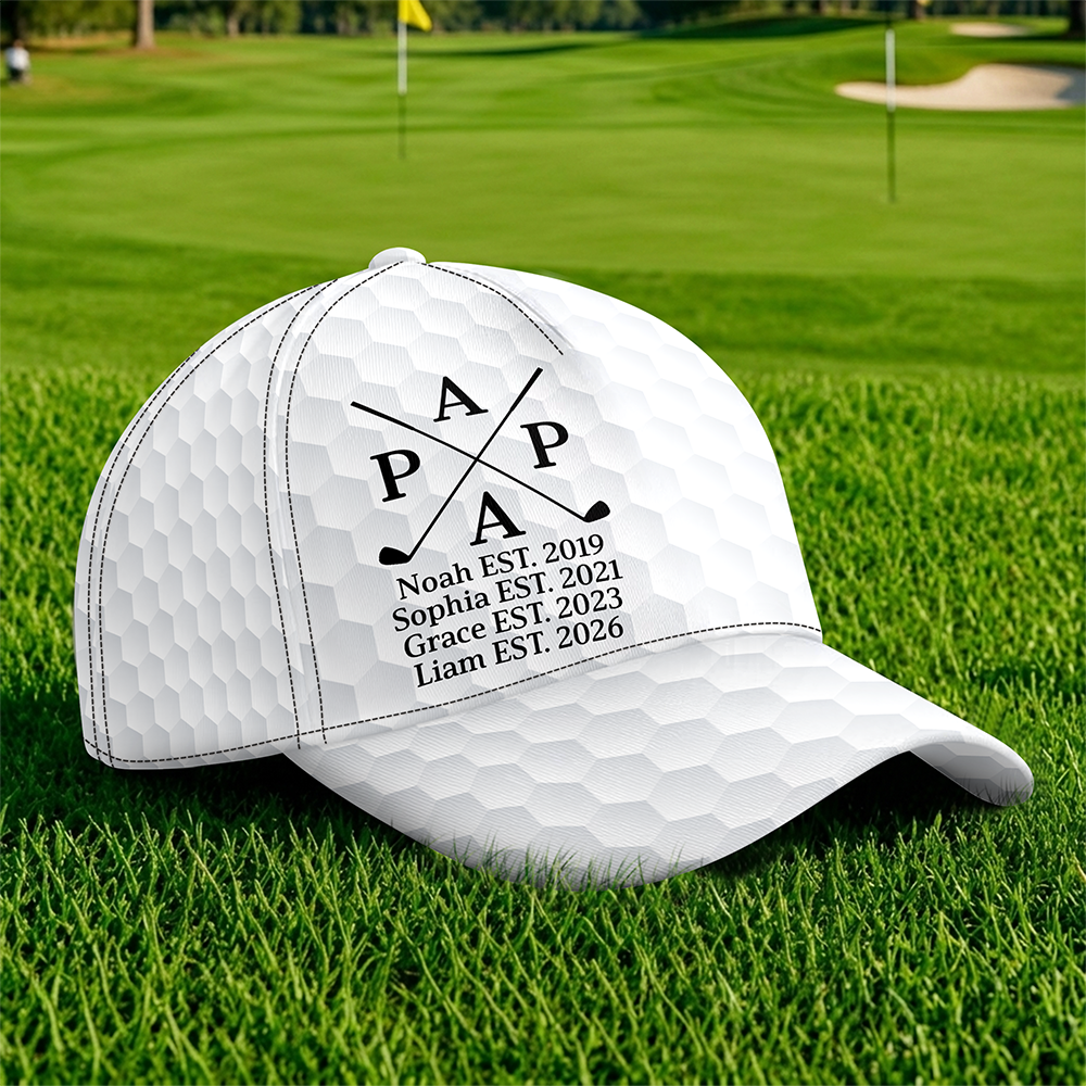 Custom Kids Names Papa Golf Pattern Classic Cap - Personalized Gift for Dad HA75 921264