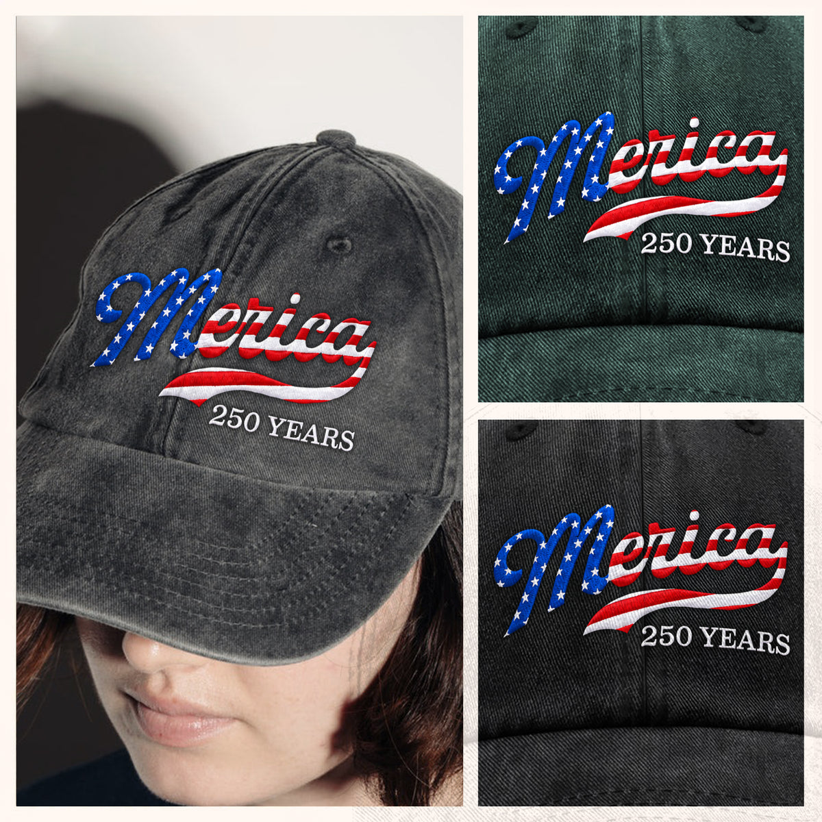 USA Patriotic Merica 250 Years Embroidered Baseball Cap HO82 902888