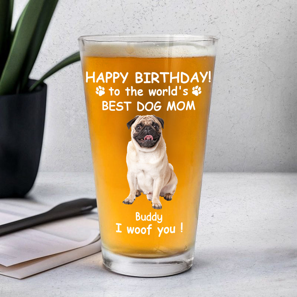 Custom Photo Woof Best Dog Dad Personalized Print Beer Glass HA75 892546