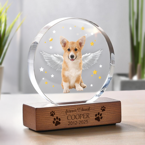 Custom Dog Photo Gift Memorial Round Acrylic Frame Block HO82 894172