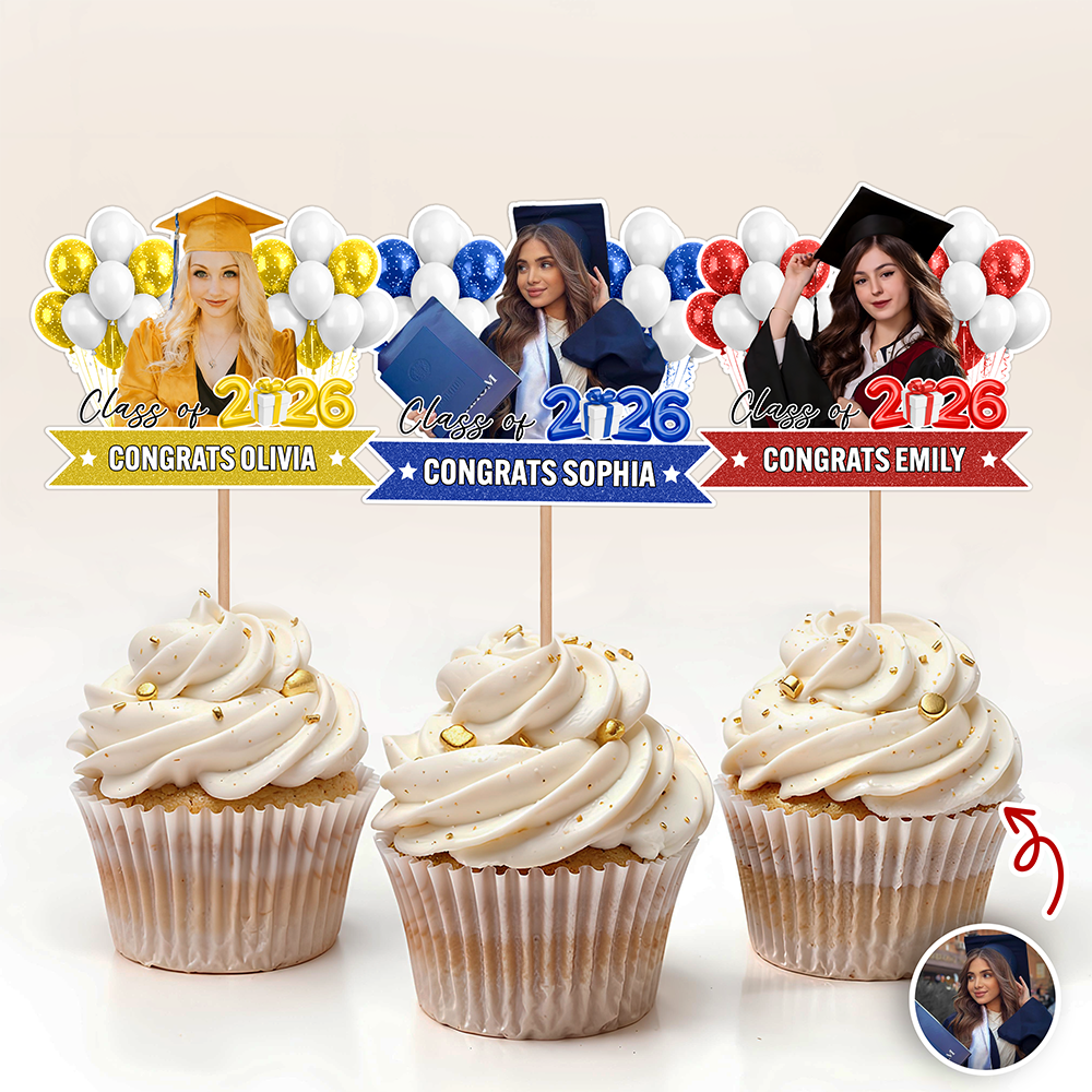 Custom Senior Photo Class Of 2026 Cupcake Topper Graduation Party CH07 910666