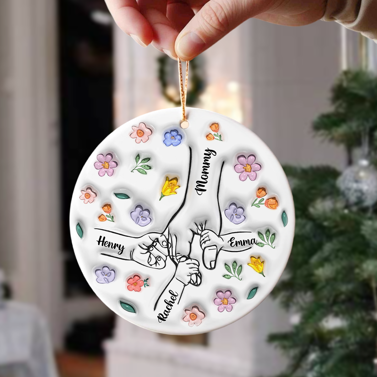 You Hold Hands Also Our Hearts Personalized 3D Inflated Effect Ceramic Ornament HA75 897818