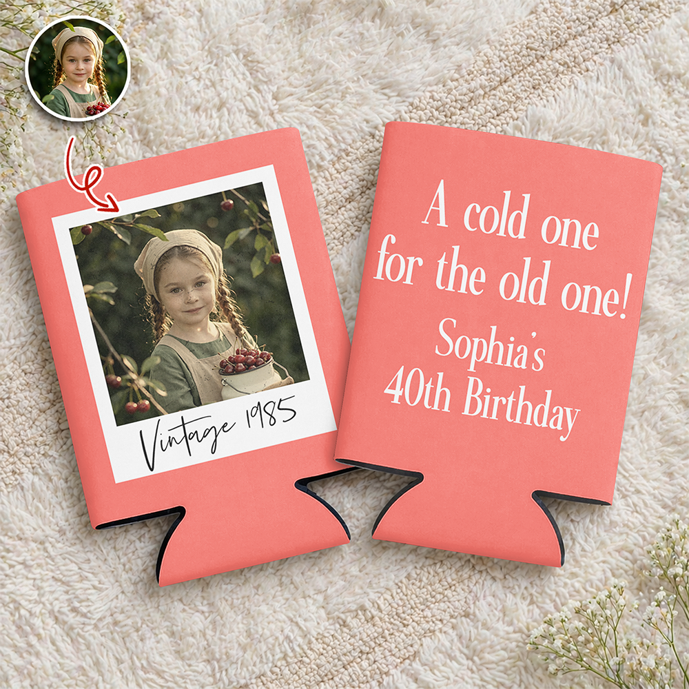 Custom Photo Vintage Birthday Print Full Can Cooler LM32 899905