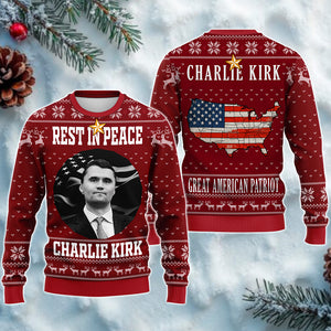 Personalized Rest In Peace Charlie Kirk Ugly Christmas Sweater HO82 900324