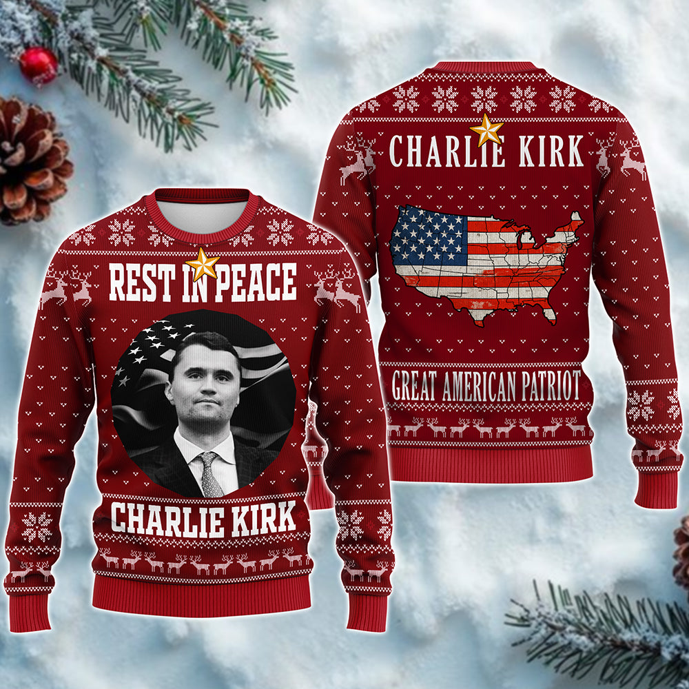 Personalized Rest In Peace Charlie Kirk Ugly Christmas Sweater HO82 900324