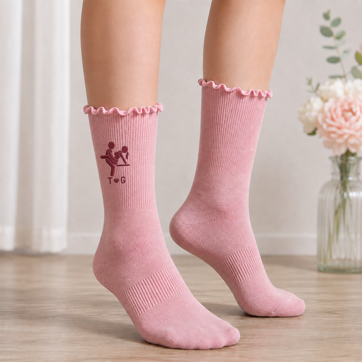 Personalized Funny Adult Embroidered Ruffle Socks CH07 180440