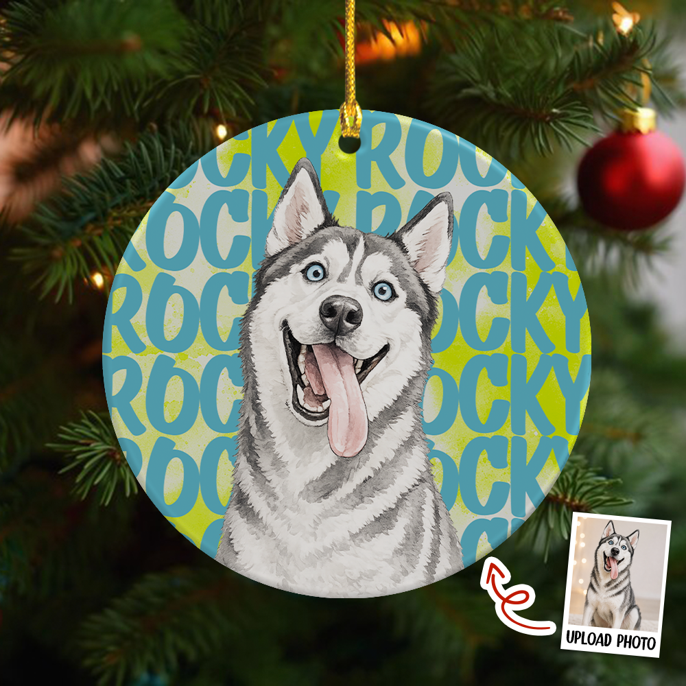 Custom Pet Watercolor Portrait Ceramic Ornament Gift For Pet Lovers CH07 180162