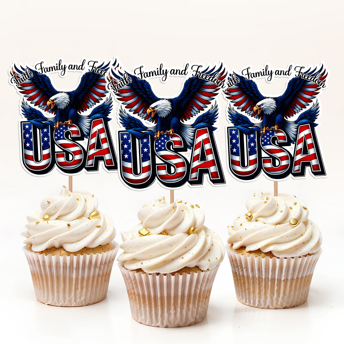 Faith, Family & Freedom 250 Years America Cupcake Topper HA75 898836