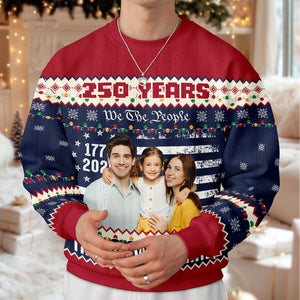 Custom Family Photo 250 Years USA 250th Birthday 1776 - 2026 Ugly Sweater LM32 897141