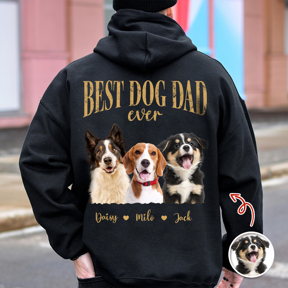Custom Photo Best Dog Dad Ever Back Dark Shirt - Father’s Day Gift for Dog Owners CH07 911354