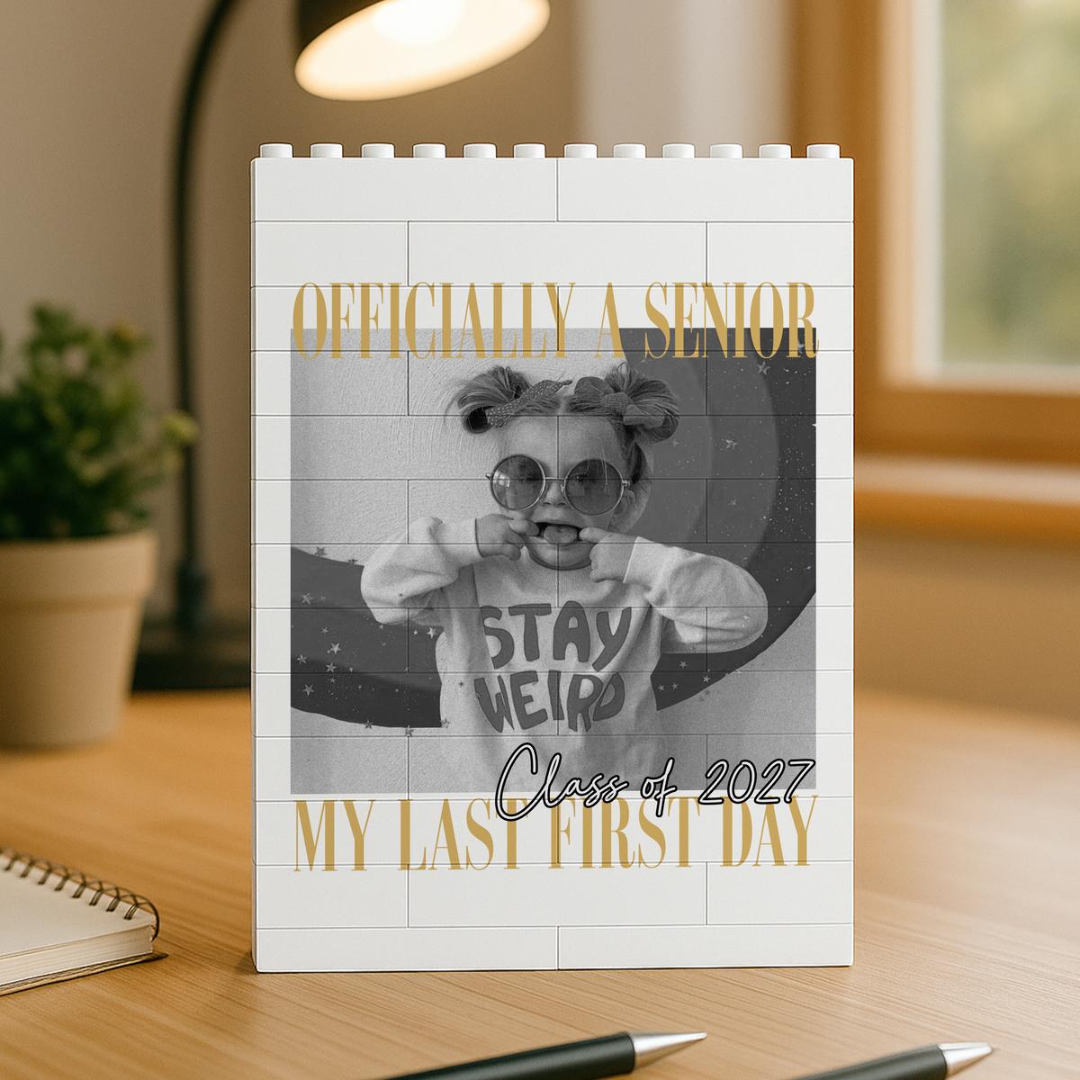 Personalised Vintage Photo And Year Senior - Officially A Senior - My Last First Day Building Block HO82 903298