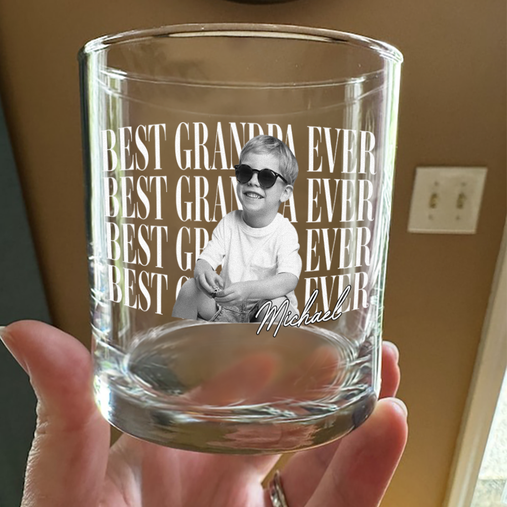 Personalized Vintage Photo Best Dad Mom Ever Whiskey Glass CH07 911518