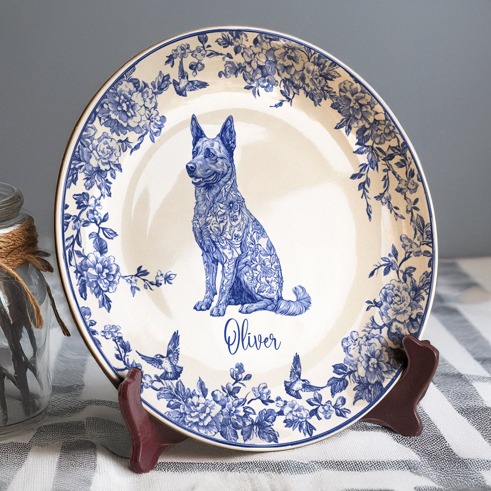 Custom Dog Breeds Chinoiserie Toile De Jouy Style Personalized Ceramic Plate HA75 892532