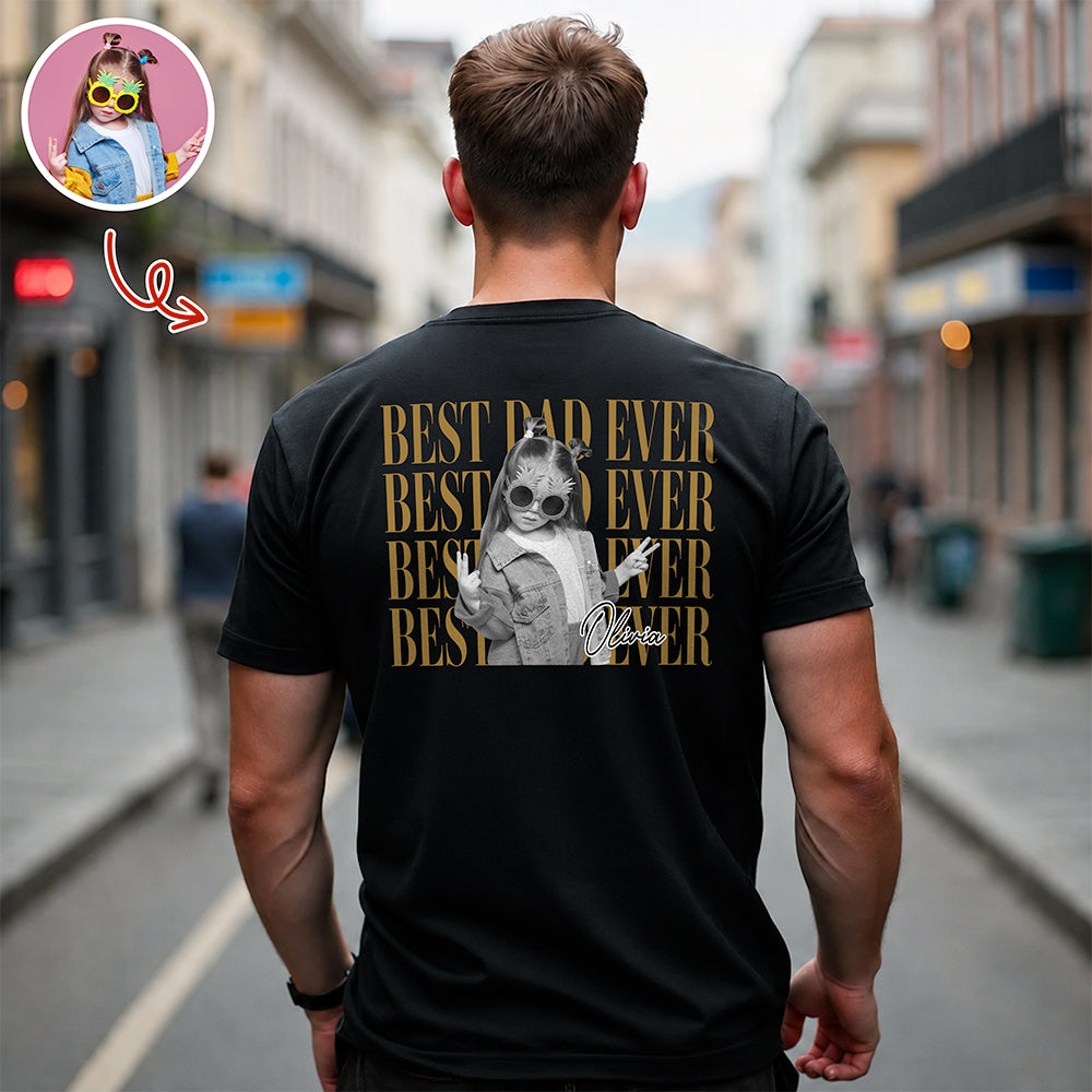 Personalized Vintage Photo Best Dad Mom Ever Back Shirt HA75 921438