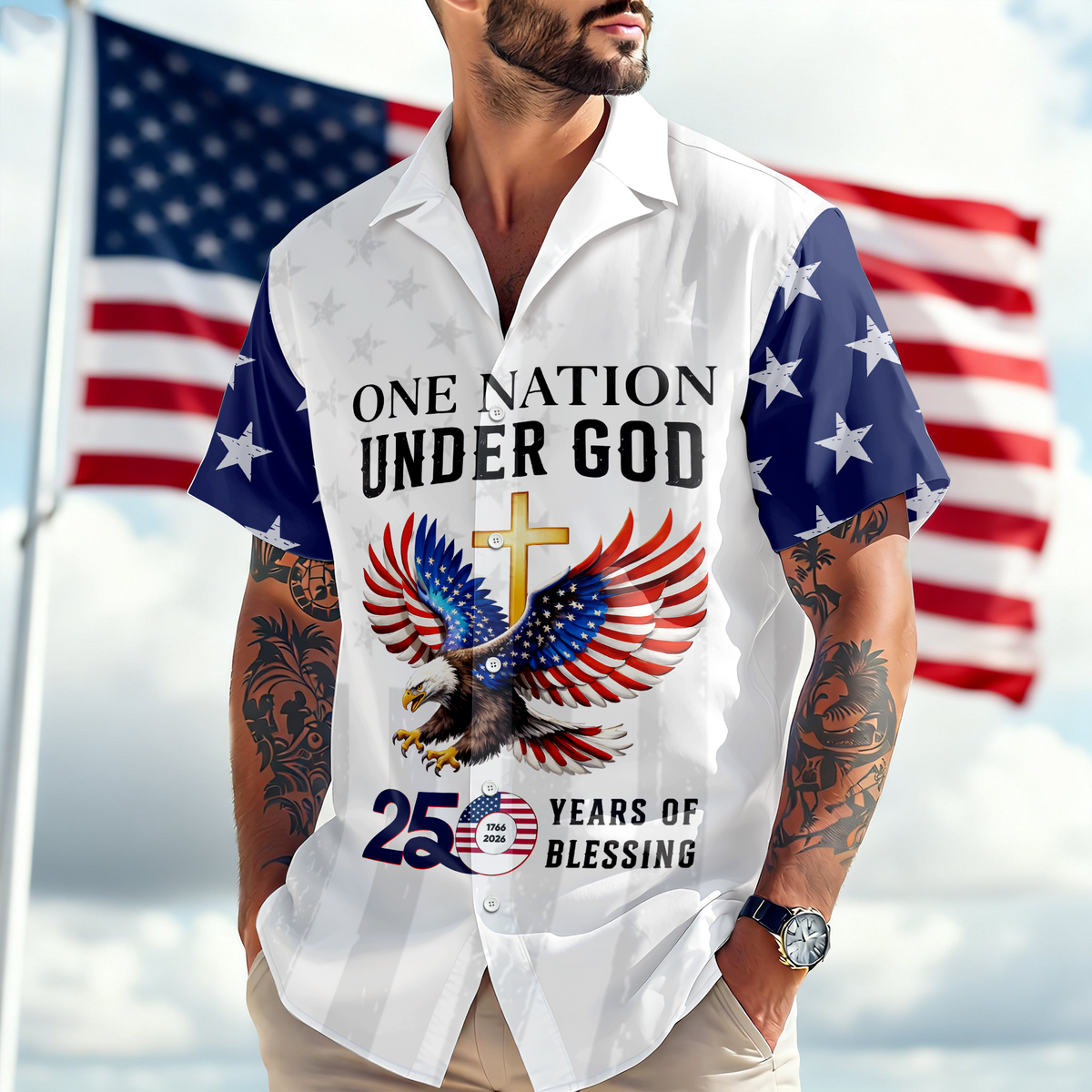 Personalized One Nation Under God America 250th 1776-2026 Hawaii Shirt LM32 899609