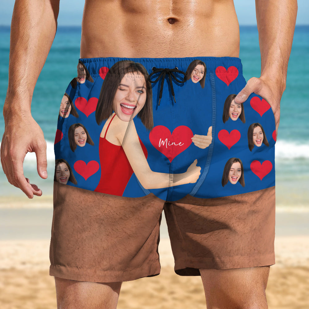 Personalized Custom Face Swim Trunks, Funny Girlfriend Photo Beach Shorts for Men, Vacation Gift HO82 903126