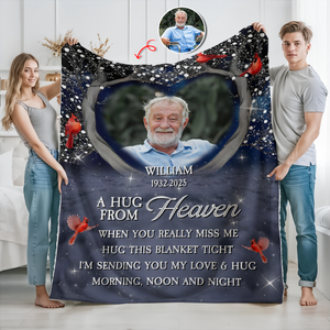 Personalized A Hug From Heaven Custom Photo Memorial  Blanket CH07 896454