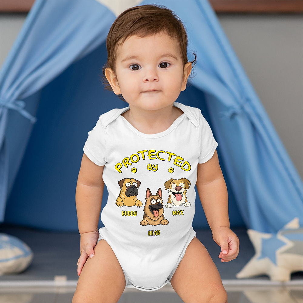 Baby Protected By Dogs Personalized Baby Onesie HA75 892142