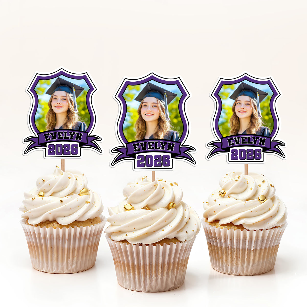 Custom Photo Class of 2025 Cupcake Toppers Graduation Party Decor Gift CH07 895334