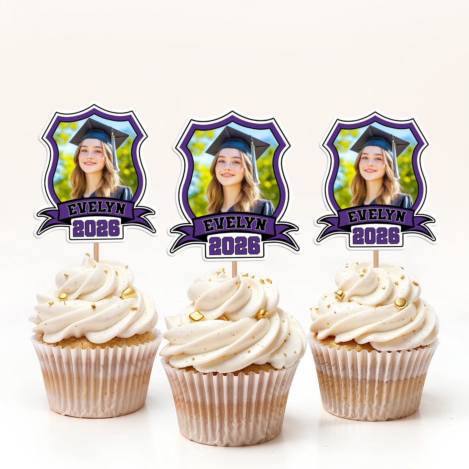 Custom Photo Class of 2026 Cupcake Toppers Graduation Party Decor Gift CH07 895334