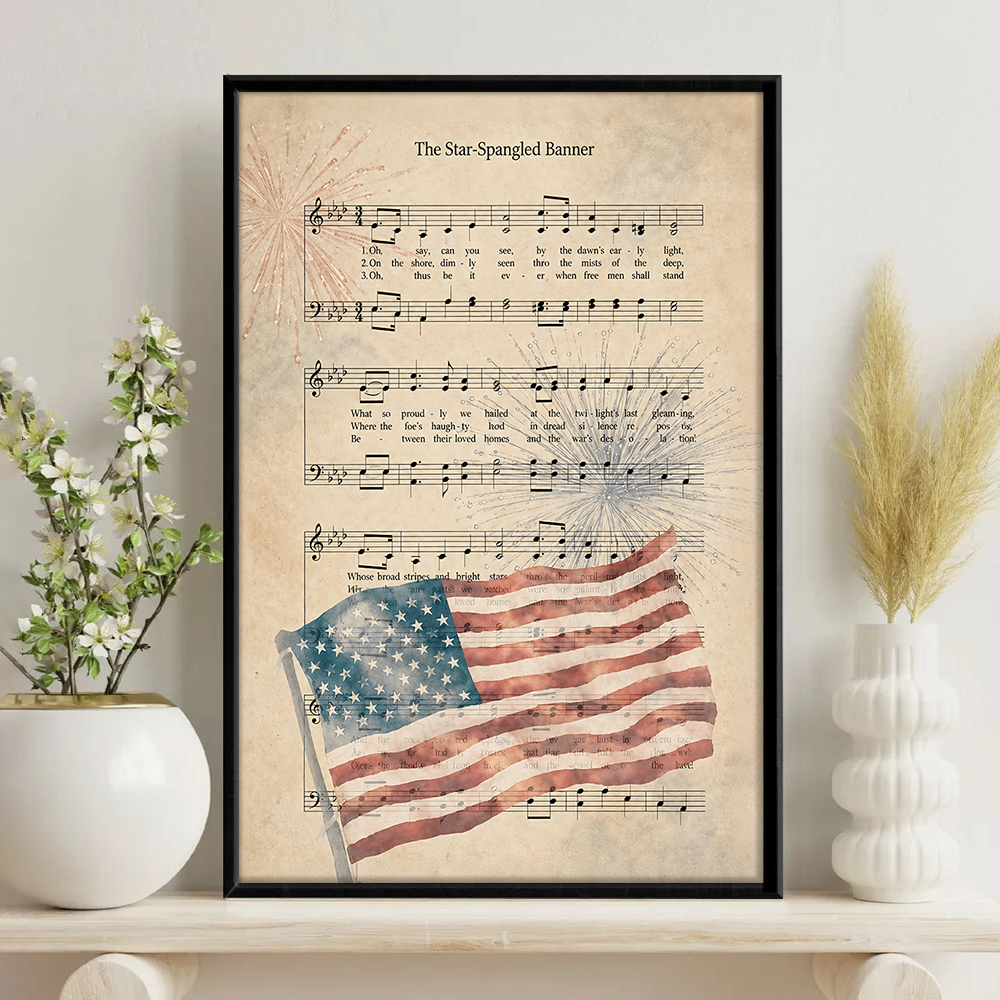 Star Spangled Banner Vintage Sheet Music Print Poster Picture Frame - Patriotic Wall Art HO82 902834