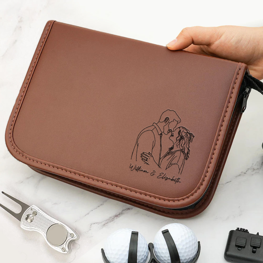 Custom Portrait Photo Drawing Style Couple Golf Set Engraved Accessories HA75 898654