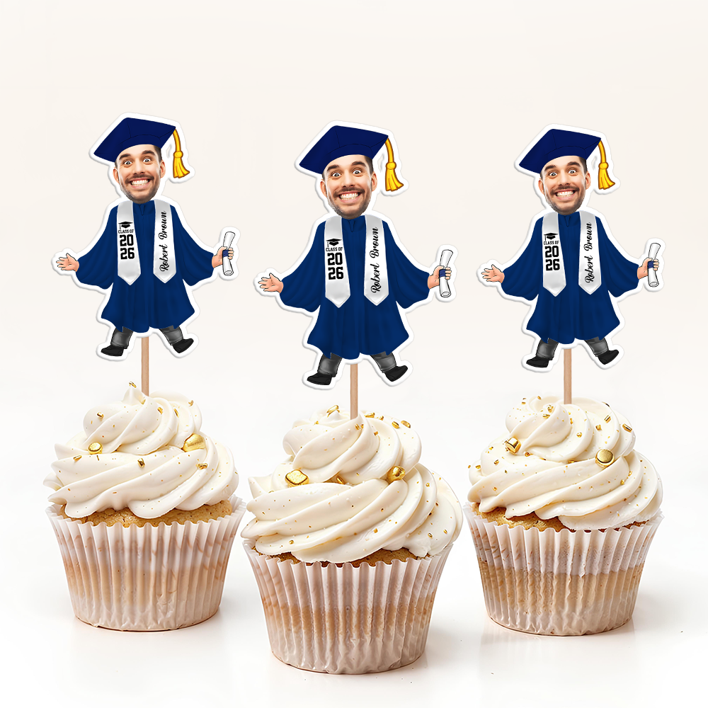 Custom Photo Graduation Gift - Personalized Cupcake topper, Class Of 2026, High School Graduation Gift, Photo Portrait Cupcake Topper HO82 901398