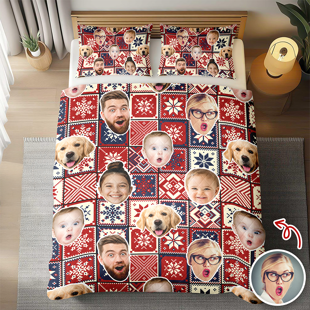 Custom Christmas Family Photo Bedding Set CH07 899936