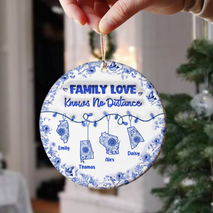 Personalized Family Love Knows No Distance 3D Inflated Effect Ceramic Ornament CH07 899062