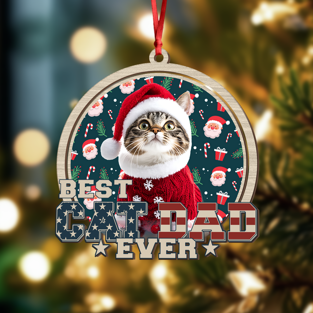Custom Photo Best Cat Mom Cat Dad Wood Ornament LM32 895921