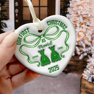 Mr And Mrs Blue - Personalized 3D Inflated Effect Heart Shaped Ceramic Ornament LM32 895379