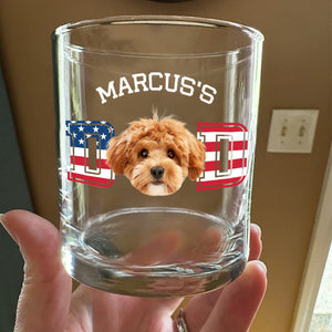 Custom Photo Dog - Dog Dad US Flag Whiskey Glass HA75 892406